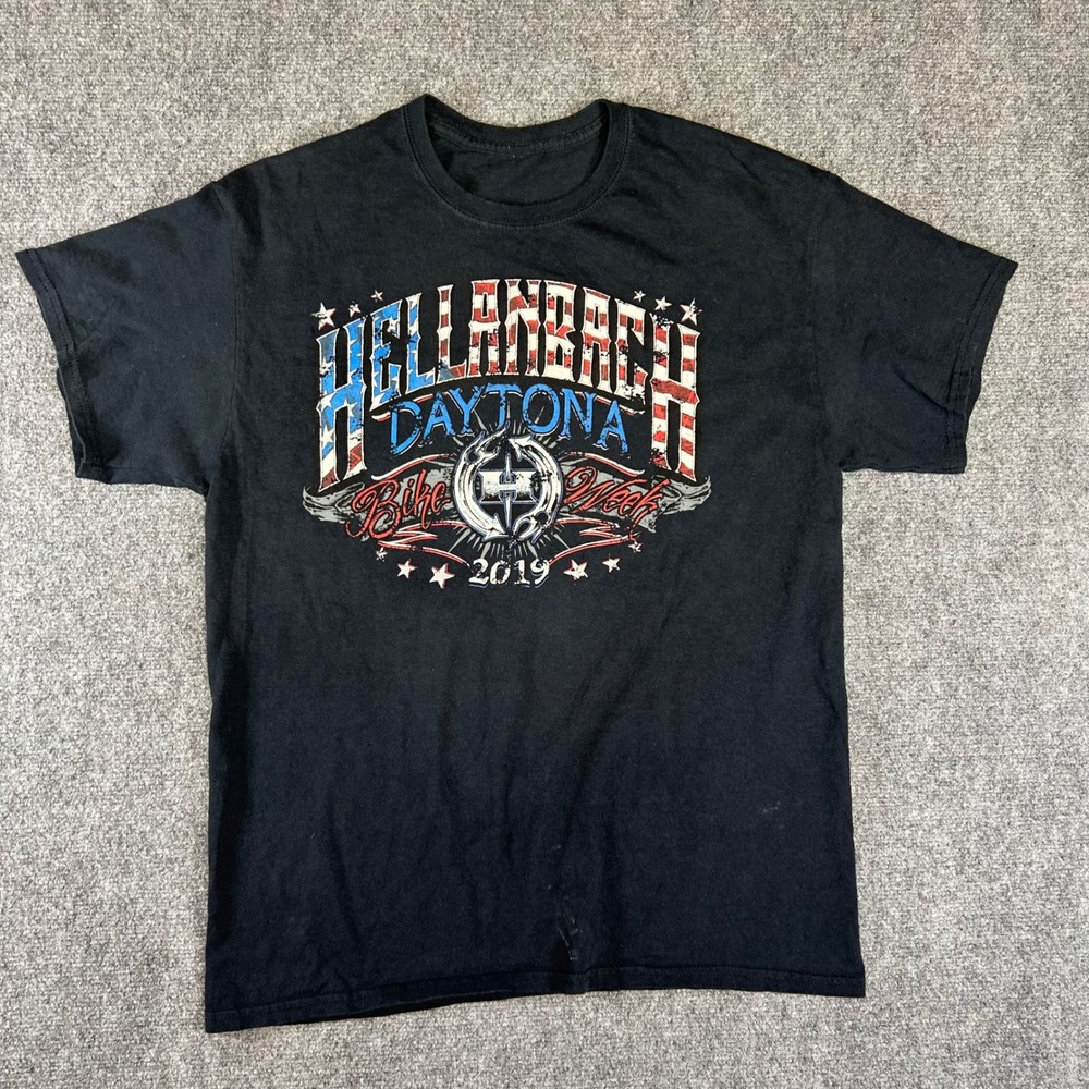 Hellanbach Daytona Bike Week 2019 Skull Graphic T-Shirt Black Mens Large